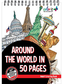 Around the World in 50 Pages - Adult Coloring Book